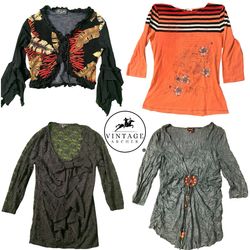Y2K Night Style Full Sleeves Blouses: 8 Pcs M-3