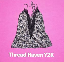 TH # 22 Y2K Camisole Mélange Soie & Filet Hauts Su..