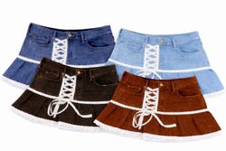 CR1306  “Lace Revival” Upcycled Denim Skirt