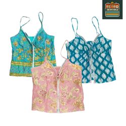 Upcycled style Lace Trim Khaddi Silk Cami Tops