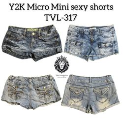 Y2K Denim Micro Mini Shorts (TVL-317)