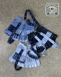 Upcycled Denim Strap Mini Skirt