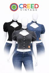 CR1312 Upcycled Collar Crop Top