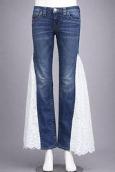 CR1319  “Lace Drift” Upcycled Flare Jeans