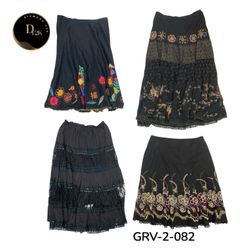 Women’s Black Cotton Skirt with Intricate Embroide..