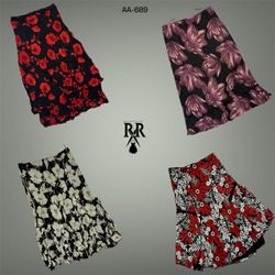 Y2K Floral Print Maxi Mix Poly Skirts (AA-689)