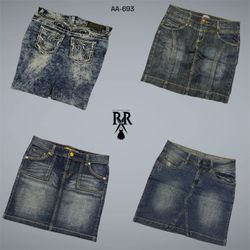 Y2K IT Girl Denim Midi Mix Skirts (AA-693)