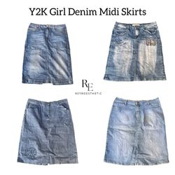 Y2k Girl Denim Midi Skirts RE-2797