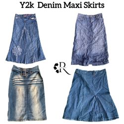 Y2K Denim Maxi Skirts RW-1589