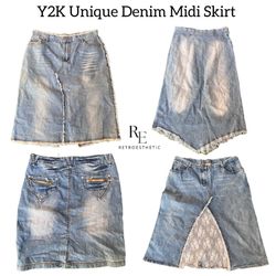 Y2K Unique Denim Midi Skirts RE-2799