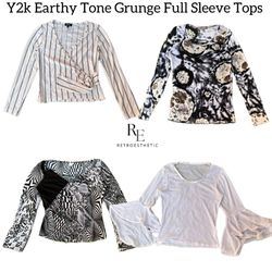 Y2K Earthy Tone Grunge Full Sleeve Tops RE-2802