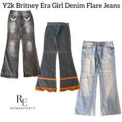 Y2k Britney Era Girl Denim Flare Jeans Re 2806