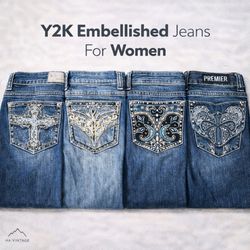Y2K Bootcut Embellished Women Jeans