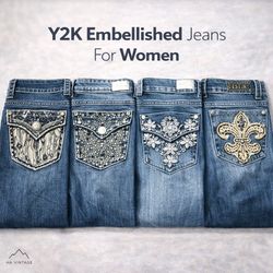 Premium Y2K Bootcut Embellished Women Jeans