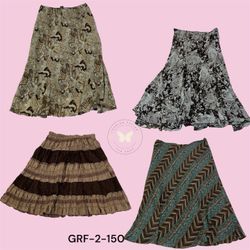 Brown Floral Printed Poly Skirt (GRF-2-150)