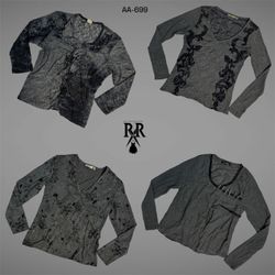 Y2K Dark Academia Misty Grey Full Sleeve Tops (AA-..