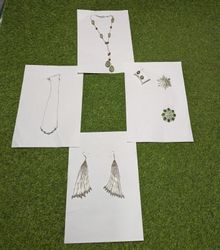 (FV-936) Elegant Stone & Silver Statement Jewelry