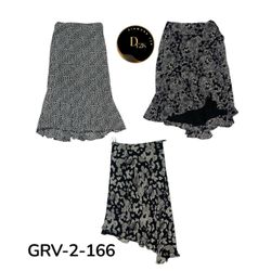 Classic Black & White Printed Poly Skirt – Versati..