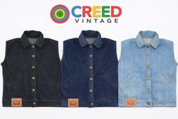 CR1349  Upcycled Classic Denim Utility Vest