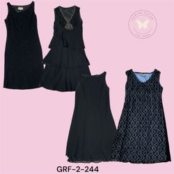 Vestito in poliestere nero stampato da donna (GRF-..