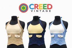 CR1354  Upcycled Utility Halter Corset Top