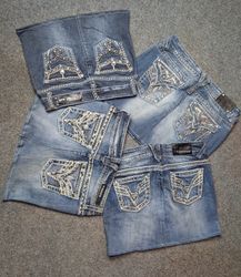 Y2K Denim Mini Stickerei Röcke