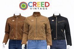 cCR1382  Upcycled Denim Moto Zip Jacket