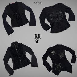 Y2K Black Gothic Full Sleeves Tops (AA-709)