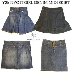 Y2K NYC IT Girl Denim Midi Skirts 2811