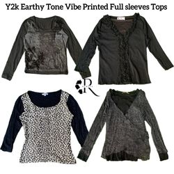 Y2K Earthy Tone Vibe Pinted Full Sleeve Tops RW-16..