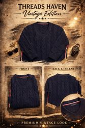 Tommy Hilfiger Vintage V-Neck Plain & Cable Knit S..