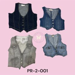 Women’s Classic Blue Denim Vest – Button Front Sle..