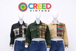 CR1391 Upcycled Repurposed Corduroy Plaid Jacket