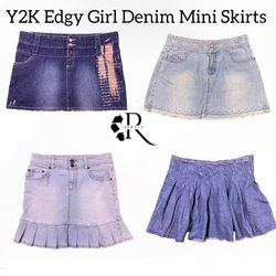Y2K Edge Girl Denim Mini  Skirt Rw-1612