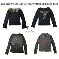 Y2K Britney Era Girl Gothic Printed Full Sleeve To..