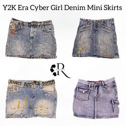 Y2K Girl Era Cyber Denim Mini Skirts Rw-1613