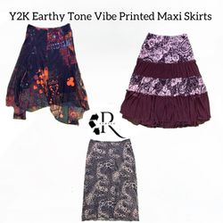 Y2K Earthy Tone Vibe Printed Maxi Skirts Rw-1615