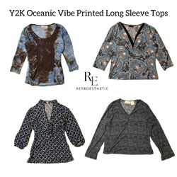 Y2k Oceanic Vibe Printed Long sleeve Tops