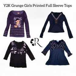 Y2K Grunge Girl Printed Full Sleeve Tops Rw-1616