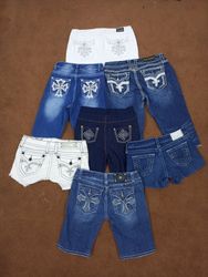 Y2K Embroidered Denim Shorts – Miss Me / True Reli..