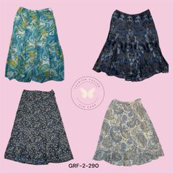 10.	Blue Floral Printed A-Line Poly Skirt for Wome..