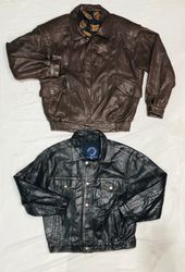 Baggy Vintage Leather Jackets 1980s style and stra..