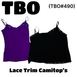 Lace trim camitops #490