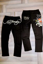Ed Hardy Black Flared Trousers 'Love Kills Slowly'..