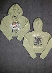 Ed Hardy Women's 'Broken Hearts' Cropped Zipper Ho..