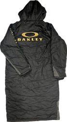 branded long puffer coat