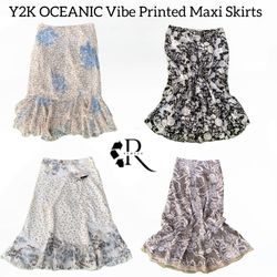 Y2K OCEANIC Vibe Printed Maxi Skirts Rw-1624