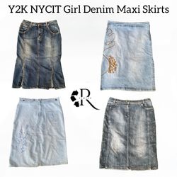 Y2K NYCIT Girl Denim Maxi Skirts Rw-1625