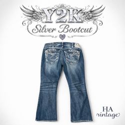 Y2K Silver Womens Bootcut Jeans