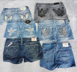 CR6863 Upcycled Miss Me & True Religion Shorts